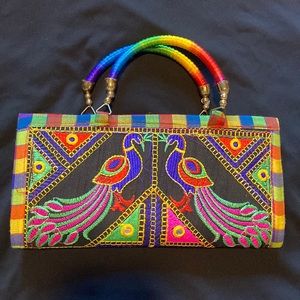 Handmade peacock clutch